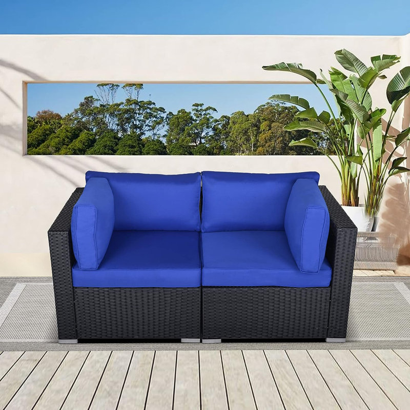 Latitude Run® 59" Wide Outdoor Patio Sectional with Cushions & Reviews